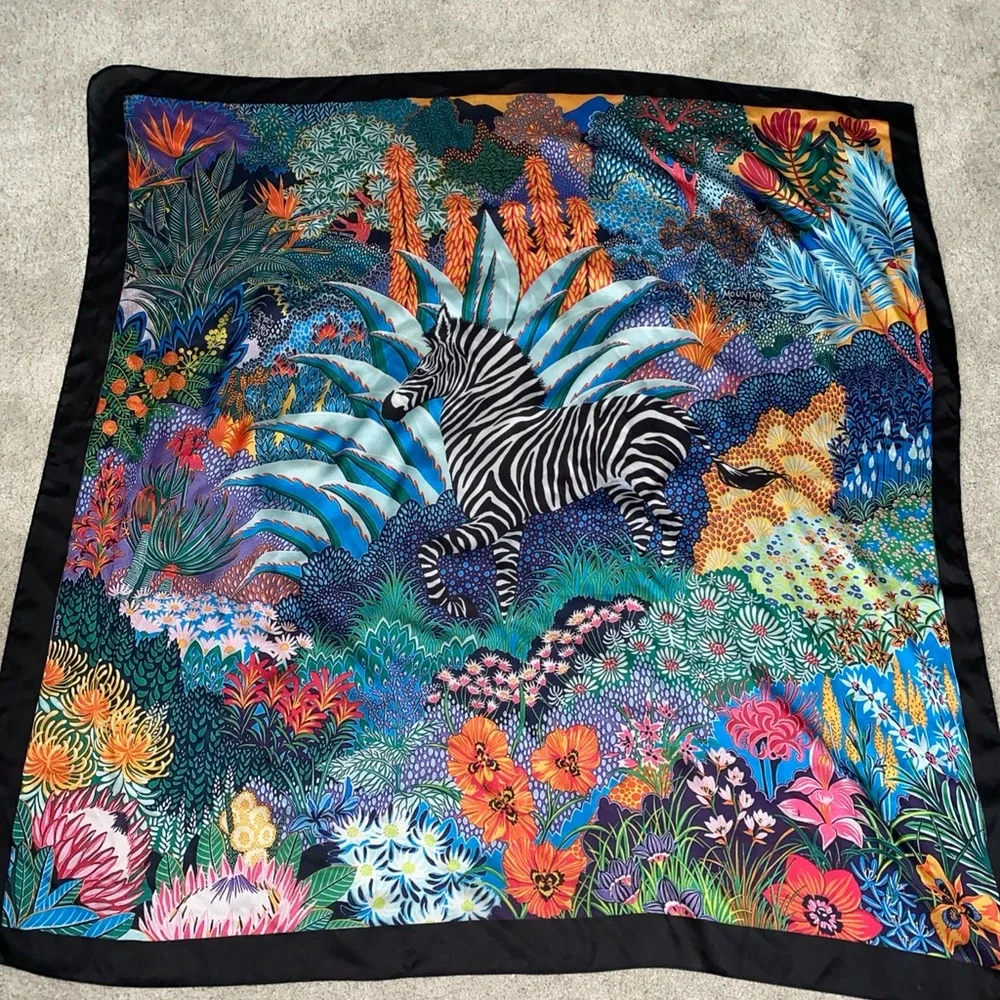 LULLA Collection Vibrant Poly Silk Zebra Floral Print Scarf colorful‎